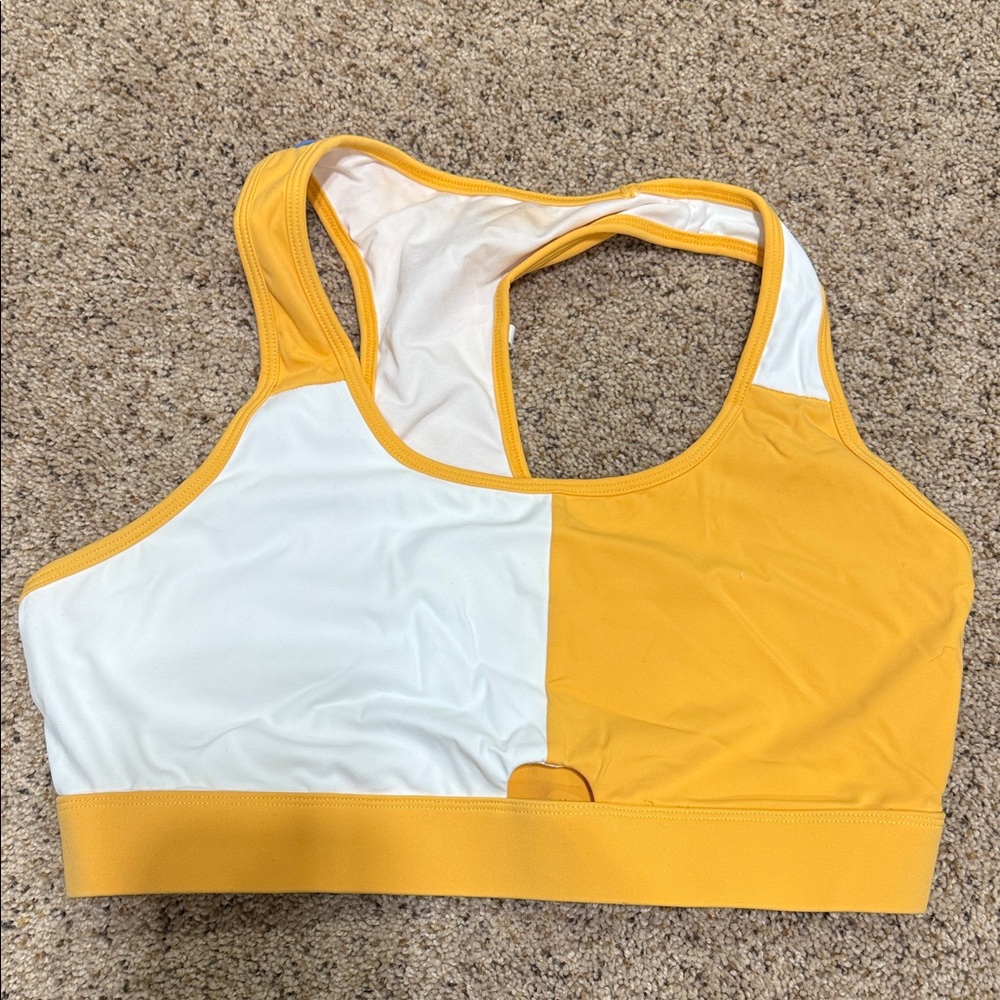 Vibrant Yellow and White Sports Bra